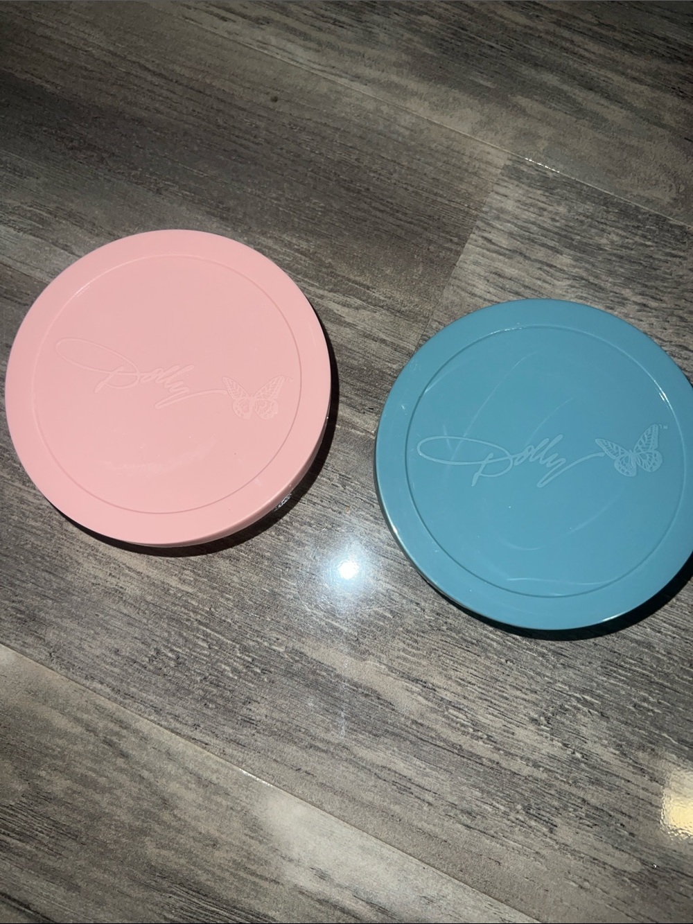 Dolly Parton -  Pastel Pink and Blue Round Glass Storage Containers